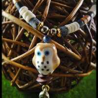 Repurposed Beaded Necklace: Tawny Owl Pendant