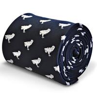 navy blue with barn owl design tie  by Frederick Thomas FT3218