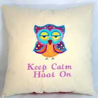 Embroidered Owl Pillow: Applique Muslin Accent Pillow