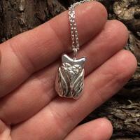 Handmade Sterling Silver Owl Pendant Necklace