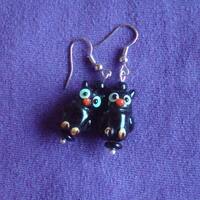 Adorable Lampwork Halloween Owl Earrings