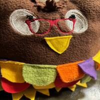 Handcrafted Brown Owl Plush with Embroidered Glasses