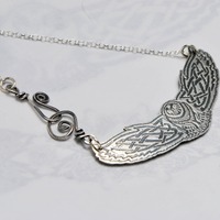 Sterling Silver Owl Pendant: Celtic Knotwork Necklace, Pagan Jewelry