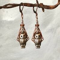 Handmade Silver Owl Earrings, Art Deco Owl Earrings, Owl Filigree Earrings, Unique Assemblage Earrin