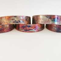 Etched Copper Cuff Bracelet - Rook, magpie, raven, owl, crow design - slim size