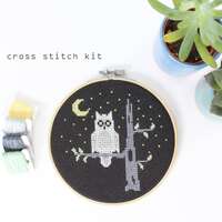 Night Owl - Modern Cross Stitch Kit - Easy DIY Cross Stitch Kit