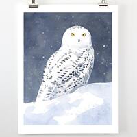 Snowy Owl Watercolor Fine Art Print Winter Bird Painting Bird Watchers Gift