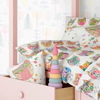 Girl duvet cover & comforter for toddler or baby girl nursery crib and toddler bed. Colorful woo
