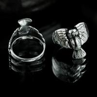 Flying OWL Sterling Silver Ring Little Owls Jewelry Jewellery Pagan Celtic Nature Rings Jewel Jewels