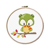 Owl Cross stitch pattern, cute cross stitch, kids cross stitch, modern cross stitch pattern pdf