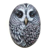 Barred Owl Acrylic Painting On Flat Sea Stone!Owl home decor. Finished with satin varnish. Painted s