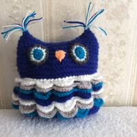 Dark Blue Knit&Crochet Lovely Owl