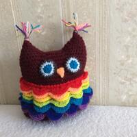 Cute Handmade Bordeaux Knit&Crochet Toy Owl