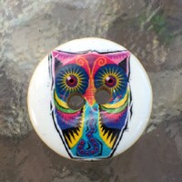 8 pc Wood Owl Buttons: Lightweight Craft Supplies (1 inch)