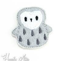 Snow Owl Feltie Embroidery Design, owl feltie, machine embroidery, ITH, in the hoop, 4x4, owl embroi