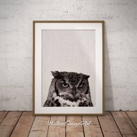Woodland Owl Art, Forest Owl Art, Forest Animals Owl, Nursery Wall Owl Art, Woodland Owl Print, Owl 