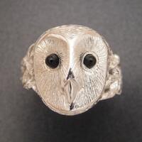 Silver Barn Owl Ring