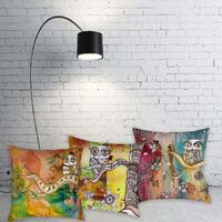 Set -3 Owl Throw Pillows Colorful Whimsical Home Decor Original Art Bird Collection