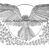 OWL animal Printable Adult Coloring Book Page Instant Download Zentangle PDF Kraft Color Meditation