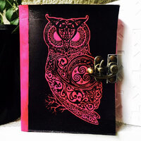 Hot Pink Owl Leather Journal