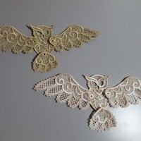 Embroidered Owl Lace Applique with moving parts