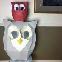 Owl 3D papercraft. 2 sizes Big size included.  Get SVG files and PDF digital file template and instr