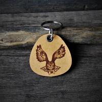 Flying owl - genuine leather keychain