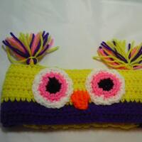 Crocheted Owl Headband: Bright Big Eyes, Baby Photo Prop