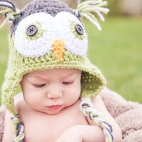 owl hat - boy hats - girl hats - winter crochet earflap hat - photo prop - baby hats - newborn toddl