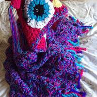 Hooded Crochet Owl Blanket Chunky Cosy Throw in Baby, Child and Adult sizes. Christmas valentines gi