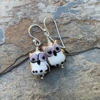 White Owl Earrings, 1.5 inches long