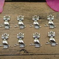 20 Owl Charms,Antique Silver Tone-RS421