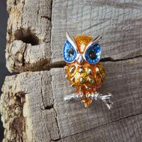 Owl Brooch antique vintage styled, bridesmaid, rhinestone diamante, wedding, mothers gift, men lapel