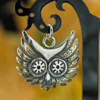 STEAMPUNK Silver OWL PENDANT Jewelry Jewellery Jewellry Necklace Charm Talisman Amulet Sterling Ag B
