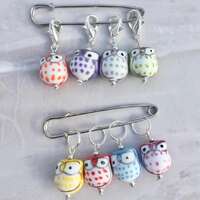 Porcelain Owl Bead Stitch Markers, progress keepers for knitting and crochet, snag free, notions, gi