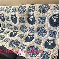 Crocheted Cotton Owl Afghan Blanket