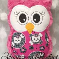Hot Pink Skull Princess Plush Owl Pillow, Soft Toy (Not Personalized)