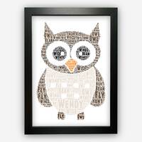 TEACHER APPRECIATION GIFT Personalised Word Art Gift Owl Gift For Teacher Gifts Wise Owl Gift Brown 