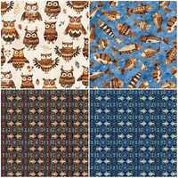 Bearsville Woodland Mountain Animals, Owls, Fish 100% Cotton Fabrics by QT! 4 Styles