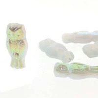 Czech Owl Beads, Opal Blue Rainbow, 10 beads, 15x7mm, (OWL01000-98538)