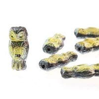 Czech Owl Beads, Jet Full Marea, 10 beads, 15x7mm, (OWL23980-28003)