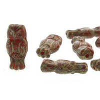 Czech Owl Beads, Orange Opal Travertine, 10 beads, 15x7mm, (OWL81260-86800)