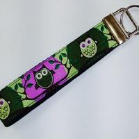 Jacquard Owls Ribbon Wristlet KeyFob/Lanyard , Luggage/Backpack Tag, Teacher/Wildlife Badge/Whistle 