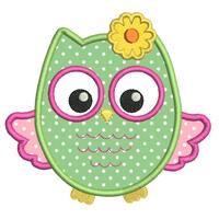 Owl Machine Embroidery Applique Design, Cute Owl, Girly Owl Applique, Baby Owl Embroidery Design, 3