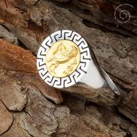 Gold Plated Owl Silver Meander Ring