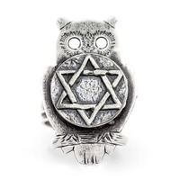 Sterling Silver Owl Ring: Star of David Coin Medallion