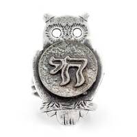 Sterling Silver Owl Ring: Chai Medallion, Jewish Jewelry