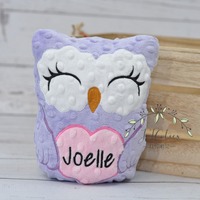 Personalized Stuffed Animal-Personalized Stuffed Owl-Plush Owl-purple owl-Cuddly Owl-Soft Gift for K