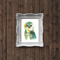 Owl Watercolor Painting - art print