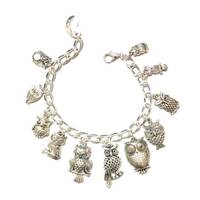 Owl Bracelet, Owl Jewelry, Silver Bracelet, Animal Bracelet, Charm Bracelet, Owl Charm Bracelet,  Si